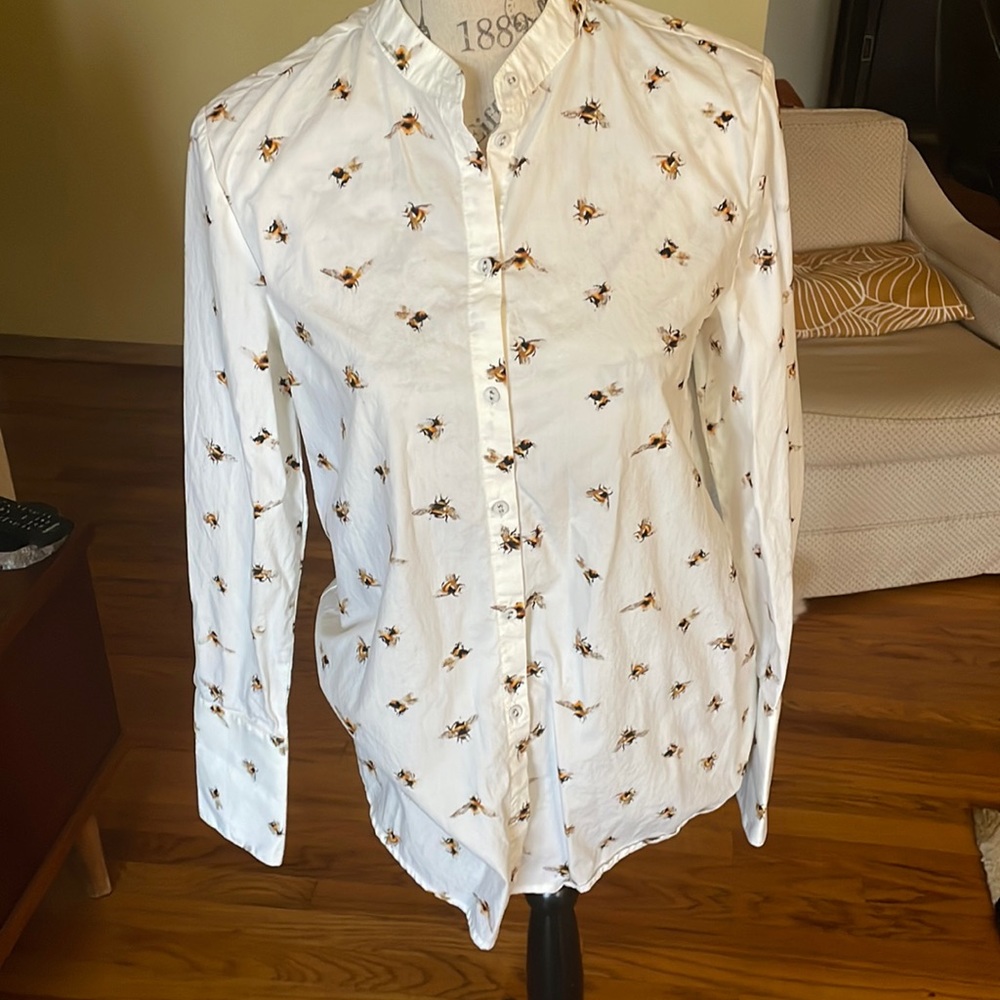 Victoria Beckham for Target Bee Print Long Sleeve Button Down Shirt